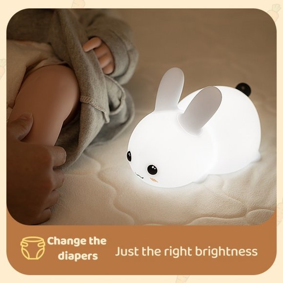 Perfect Gift Jade bunny Sleeping lamp light up silicone animal night light - Picture 5 of 16